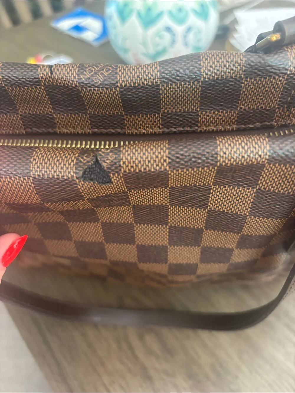 Designer-Style Brown Checkered Tote Bag